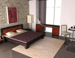Изчистен дизайн на спалня по индивидуален проект в керемидено и черно 81-2618